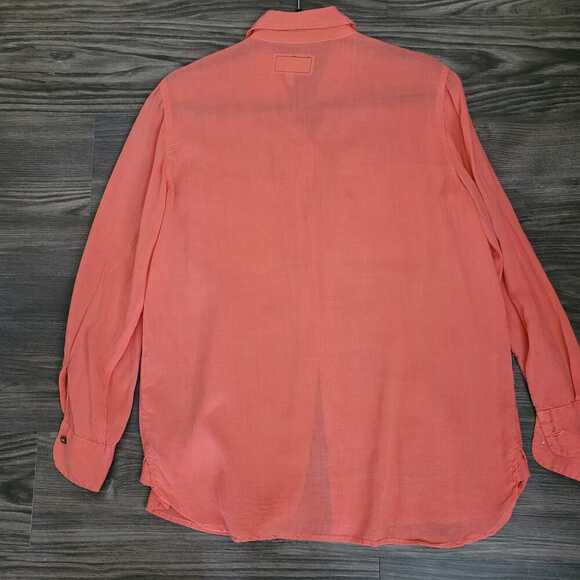 Current Elliott Womens The Perfect Shirt Bright Coral Button Up Top Orange - Picture 4 of 7